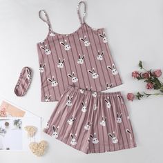 Полосатый милый Пижама Shein