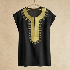 с вышивкой Геометрический Бохо Блузы Shein
