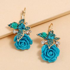 Серьги с цветком и стразами 1 пара Shein