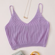 Однотонный короткий трикотажный топ Shein
