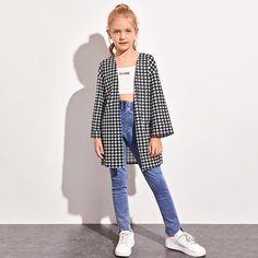 Пальто с узором "хаундстут" для девочек Shein