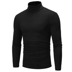 Мужская однотонная футболка с воротником-стойкой Shein