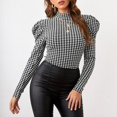 Ломаная клетка Элегантный Футболки Shein
