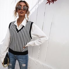 Жилет-свитер с узором "хаундстут Shein