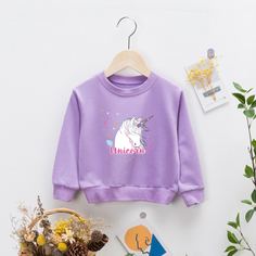 Свитшот с принтом единорога для девочек Shein