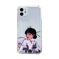 Прозрачный чехол для iPhone с принтом девочки Shein