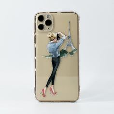 Прозрачный чехол для iPhone с принтом девушки Shein