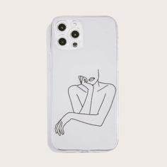 Прозрачный чехол для iPhone с графическим принтом Shein