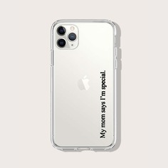 Прозрачный чехол для iPhone с текстовым принтом Shein