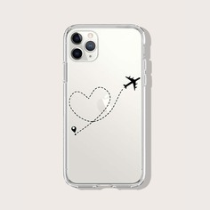 Прозрачный чехол для iPhone с узором самолета Shein