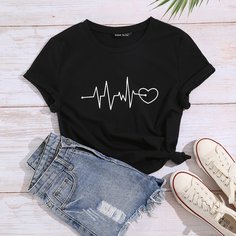 Сердечко Повседневный Футболки Shein