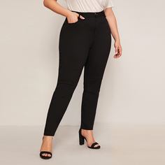Однотонные облегающие джинсы размера плюс Shein