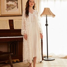 Контрастные кружева Одноцветный Королевский Халат Shein