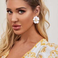 Серьги-гвоздики в форме цветка со стразами 1 пара Shein