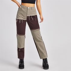 Контрастные короткие джинсы Shein