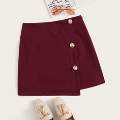 Короткая Юбка На Пуговицах Shein