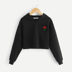 Для девочек толстовка с вышивкой цветка Shein