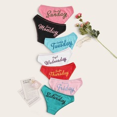 Многоцветный Текст Бесшовные трусы Shein