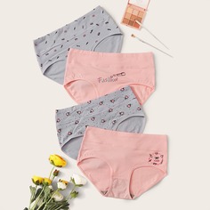 Многоцветный Текст Бесшовные трусы Shein