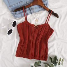 Однотонный трикотажный топ Shein