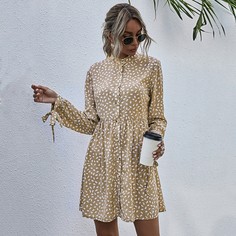 Платье с узлом, пуговицами и принтом Shein