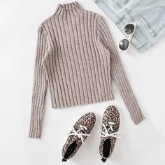 Однотонный трикотажный свитер Shein