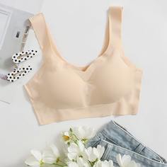 Однотонный беспроводной бюстгальтер Shein