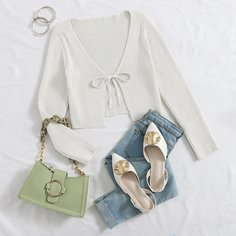 Вязаный кардиган с узлом Shein