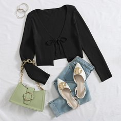 Вязаный кардиган с узлом Shein