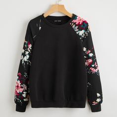 Пуловер с цветочным принтом Shein