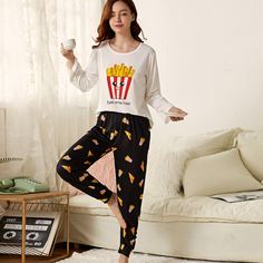 Пижама с текстовым и мультипликационным принтом Shein