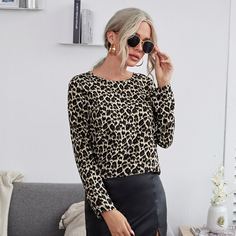 Топ с леопардовым принтом Shein