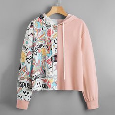 на кулиске Мультяшный принт Повседневный Свитшоты Shein