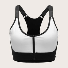 Двухцветный спортивный бюстгальтер Shein