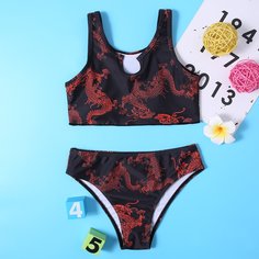 Мультяшный принт Бохо Купальники для девочек Shein