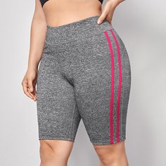 Боковая полоса Полосатый Споритивные шорты размера плюс Shein