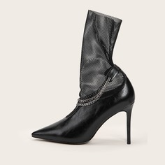 Сапоги на шпильках с цепочкой Shein