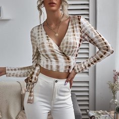 Топ с узлом и принтом Shein