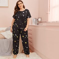 Пижама размера плюс с принтом Shein