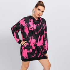 Контрастное платье-толстовка размера плюс на кулиске Shein