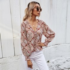 Блузка с v-образным воротником Shein