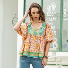 Цветочный Бохо Блузы Shein