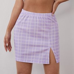 Юбка в клетку с разрезом Shein