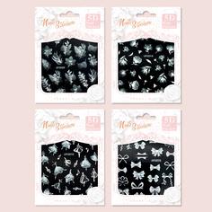 Наклейка для дизайна ногтей с цветочным рисунком 4 листа Shein