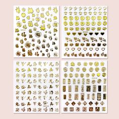 4 листа наклейка для ногтей с китайским текстовым принтом Shein