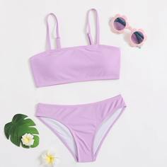 Одноцветный Повседневный Купальники для девочек Shein