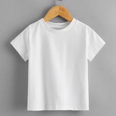 Однотонная футболка с короткими рукавами для мальчиков Shein