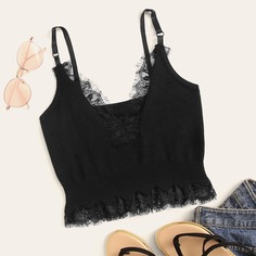 Модный Топ Ками С Кружевной Отделкой Shein