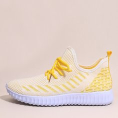 Трикотажные кроссовки на шнурках с полосками Shein