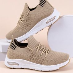 Трикотажные кроссовки на шнурках Shein